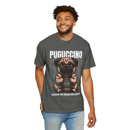 FPD - Puguccino Funny Pug Coffee T-Shirt | Indulge In Pug Passion Cute Dog Cappuccino Graphic Tee | Pet Lover Gift Shirt