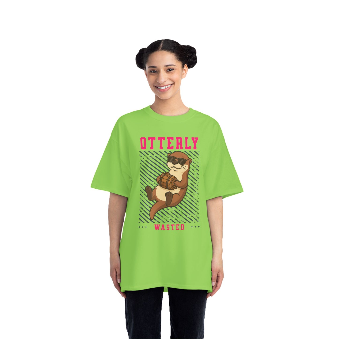 Otterly Wasted Oversized T-Shirt – Funny Animal Pun Graphic Tee | Beer Party Print