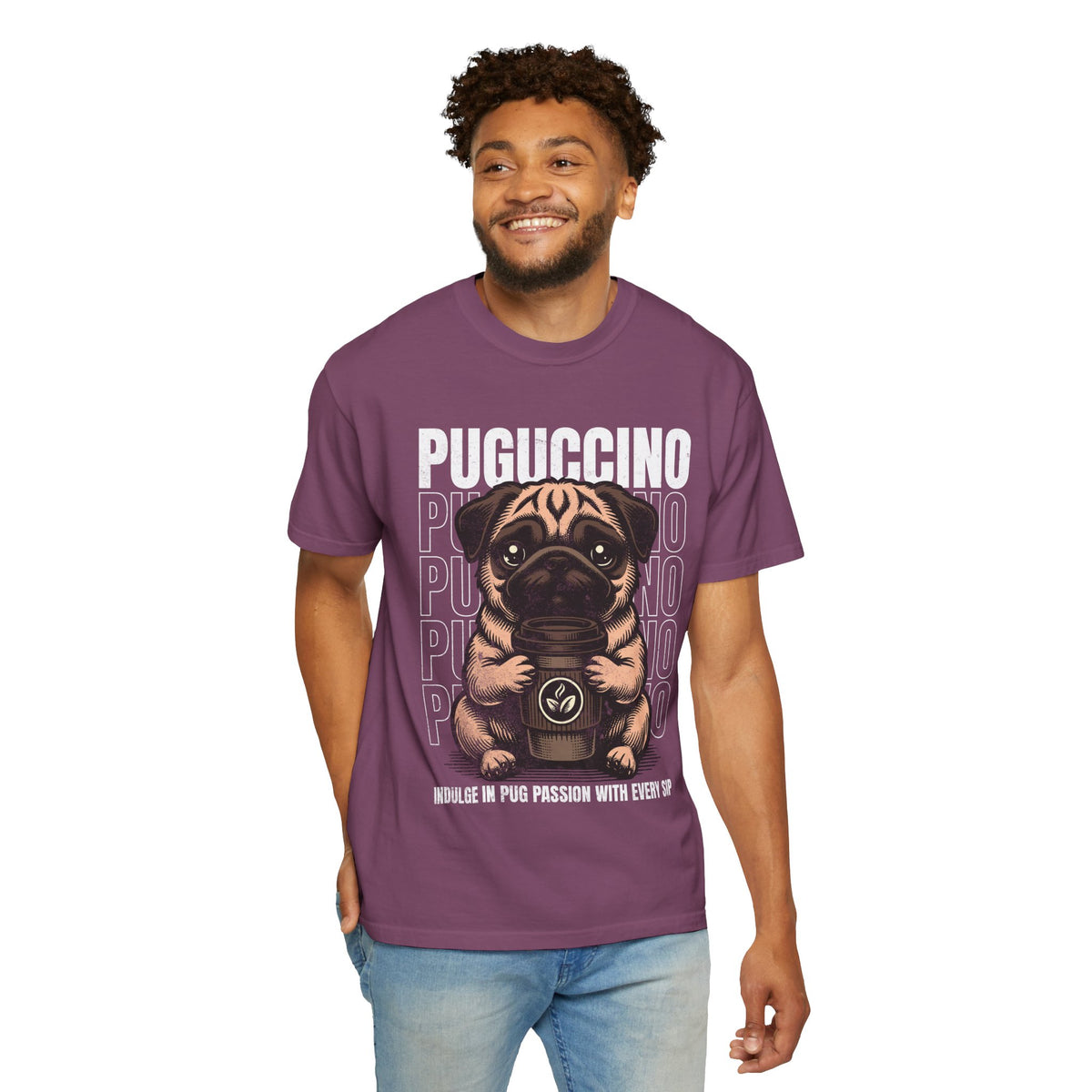FPD - Puguccino Funny Pug Coffee T-Shirt | Indulge In Pug Passion Cute Dog Cappuccino Graphic Tee | Pet Lover Gift Shirt