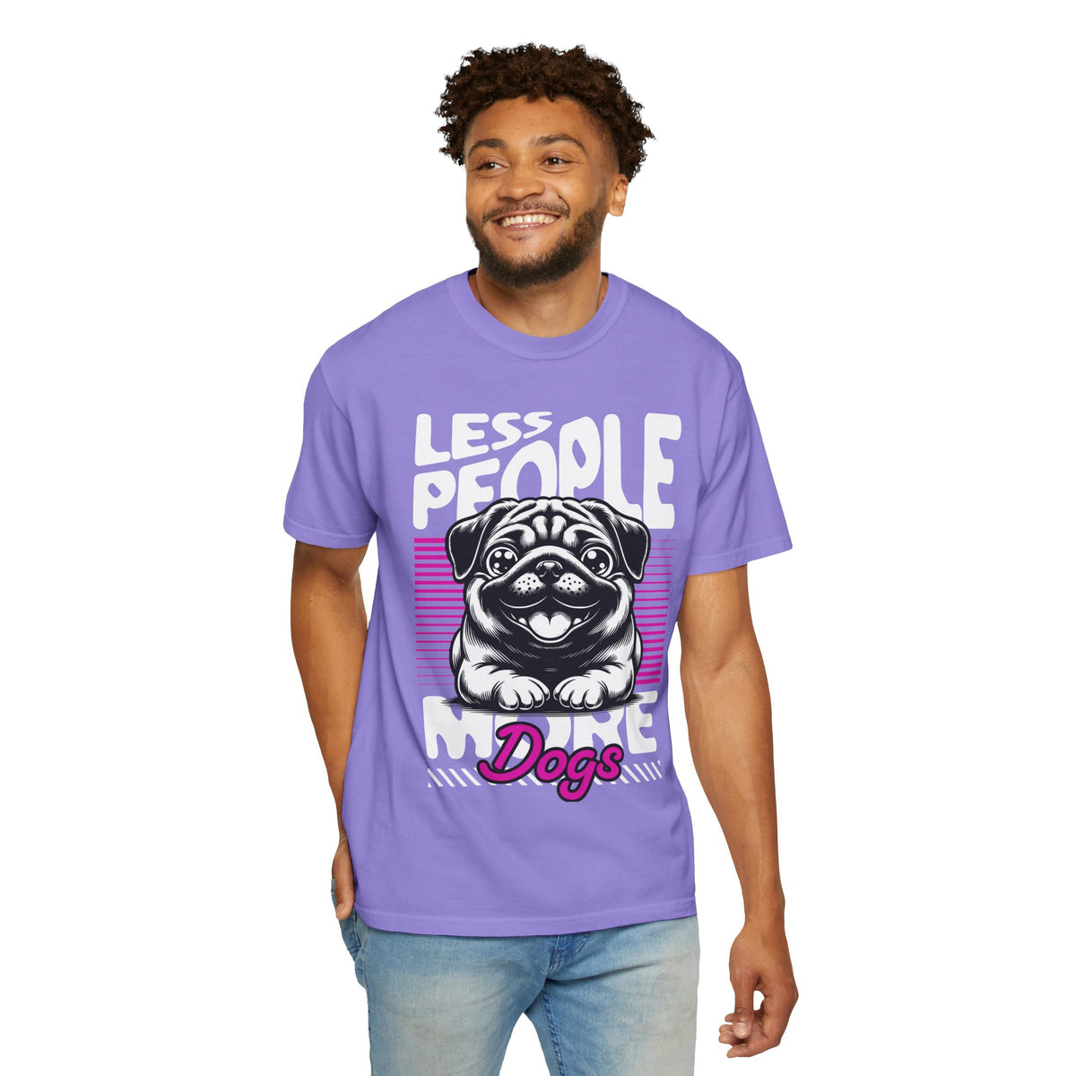 FPD - Less People More Dogs T-Shirt | Cute Pug Introvert Graphic Tee | Funny Pet Lover Gift Shirt