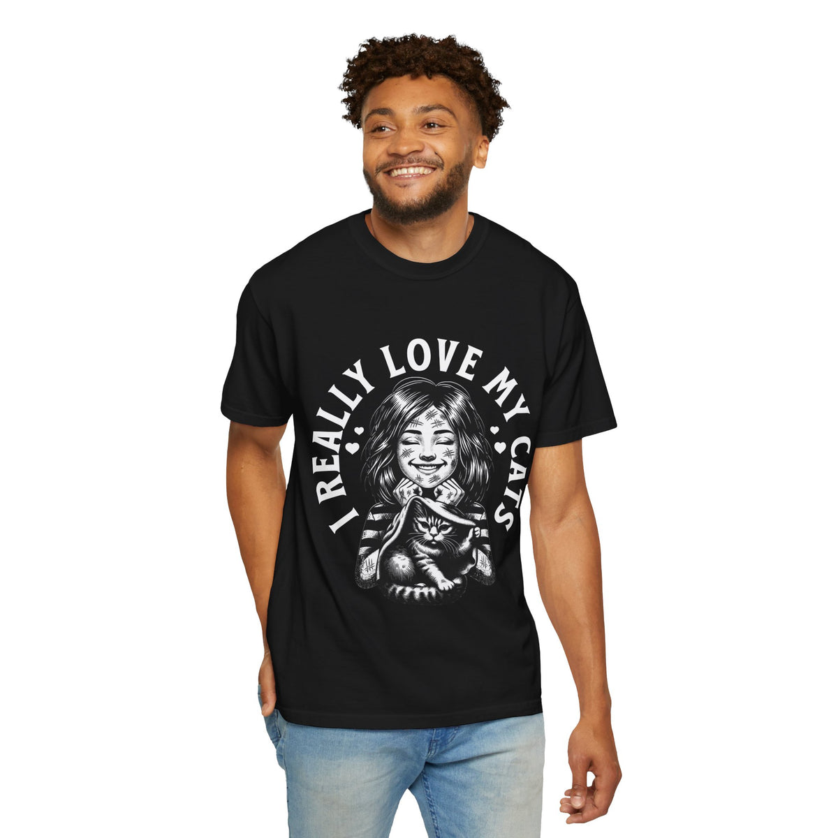 FPD - I Really Love My Cats T-Shirt | Scratched Up Cat Mom Graphic Tee | Funny Pet Lover Gift Shirt