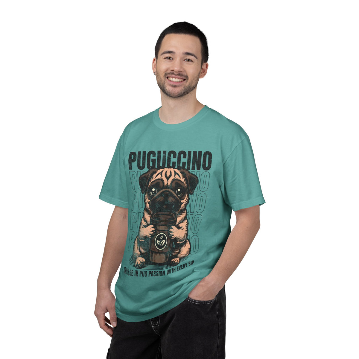 FPD - Puguccino Funny Pug Coffee T-Shirt | Indulge In Pug Passion Cute Dog Cappuccino Graphic Tee | Pet Lover Gift Shirt