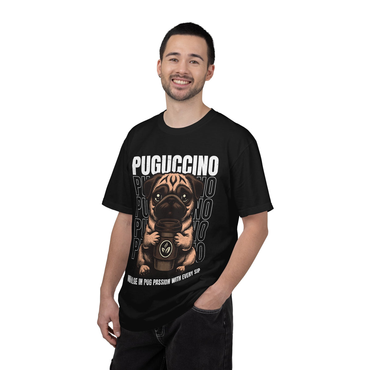 FPD - Puguccino Funny Pug Coffee T-Shirt | Indulge In Pug Passion Cute Dog Cappuccino Graphic Tee | Pet Lover Gift Shirt