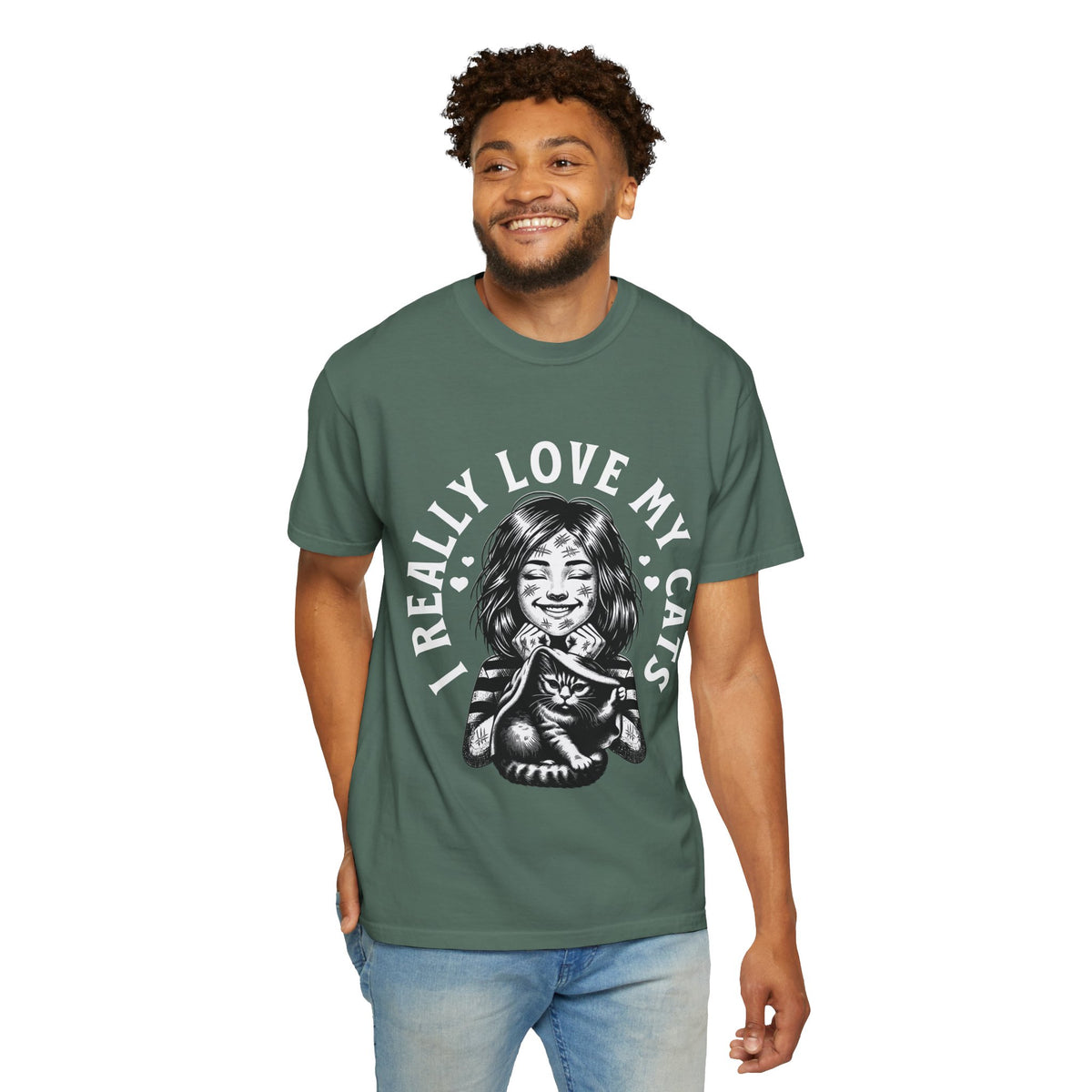 FPD - I Really Love My Cats T-Shirt | Scratched Up Cat Mom Graphic Tee | Funny Pet Lover Gift Shirt