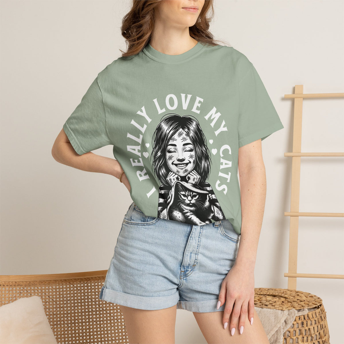 FPD - I Really Love My Cats T-Shirt | Scratched Up Cat Mom Graphic Tee | Funny Pet Lover Gift Shirt