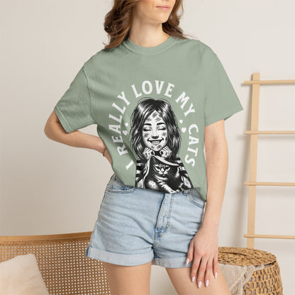 FPD - I Really Love My Cats T-Shirt | Scratched Up Cat Mom Graphic Tee | Funny Pet Lover Gift Shirt