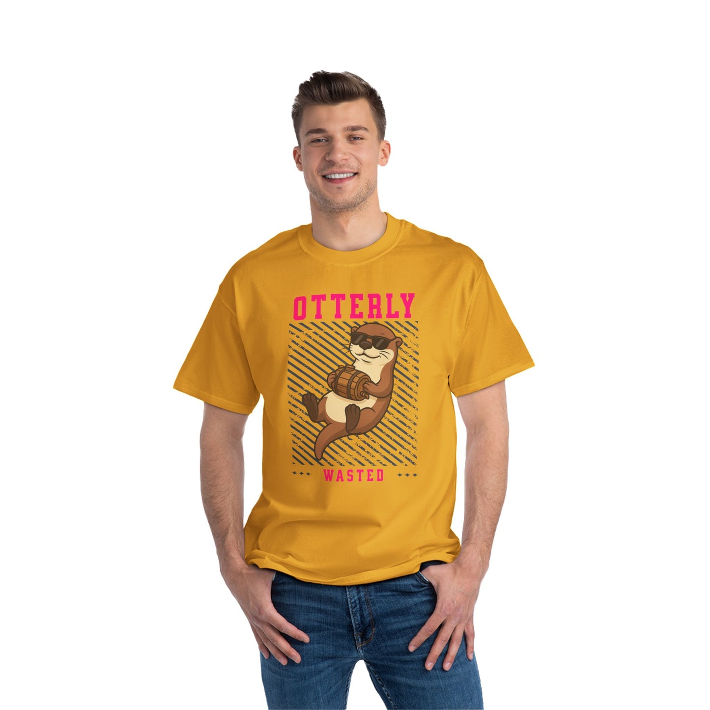 Otterly Wasted Oversized T-Shirt – Funny Animal Pun Graphic Tee | Beer Party Print
