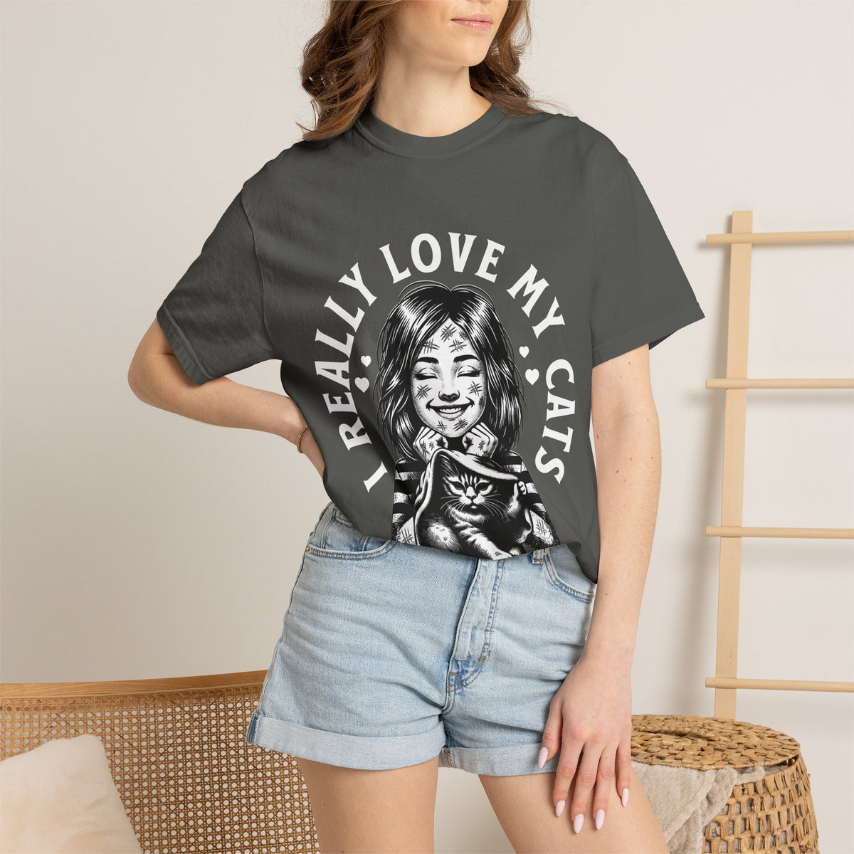 FPD - I Really Love My Cats T-Shirt | Scratched Up Cat Mom Graphic Tee | Funny Pet Lover Gift Shirt