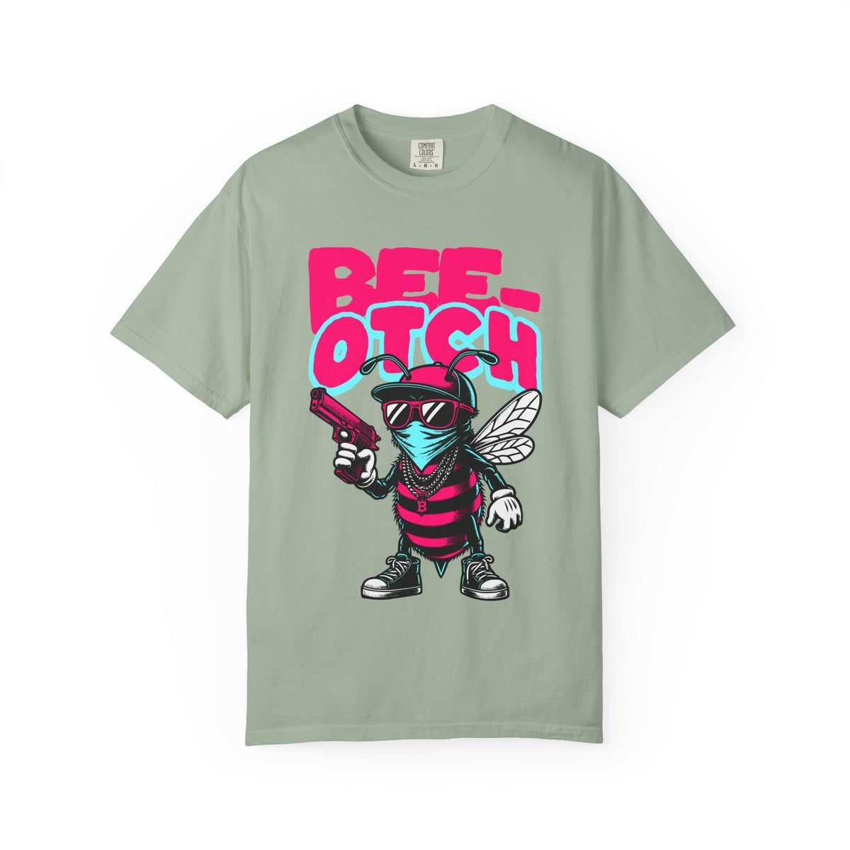 FPD - Bee-Otch Streetwear Graphic Tee – Funny Gangster Bee Unisex Heavyweight Cotton T-Shirt, Trendy Humorous Urban Apparel