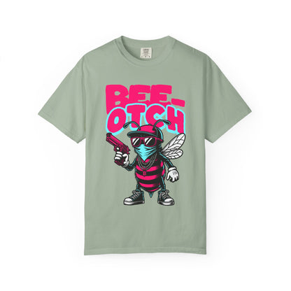 FPD - Bee-Otch Streetwear Graphic Tee – Funny Gangster Bee Unisex Heavyweight Cotton T-Shirt, Trendy Humorous Urban Apparel