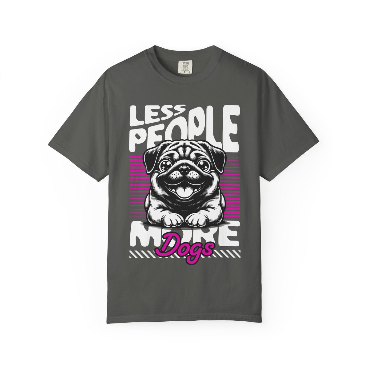 FPD - Less People More Dogs T-Shirt | Cute Pug Introvert Graphic Tee | Funny Pet Lover Gift Shirt