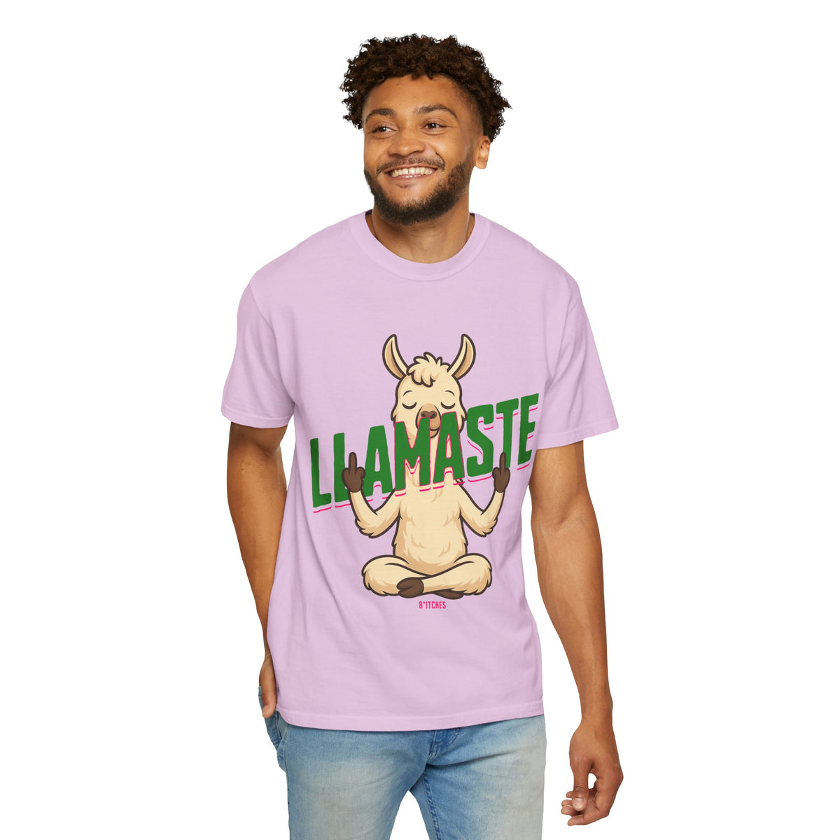 FPD - Llamaste B*itches Yoga Llama Funny Meditation Streetwear Unisex Heavyweight Cotton T-Shirt, Sarcastic Zen Animal Graphic Tee