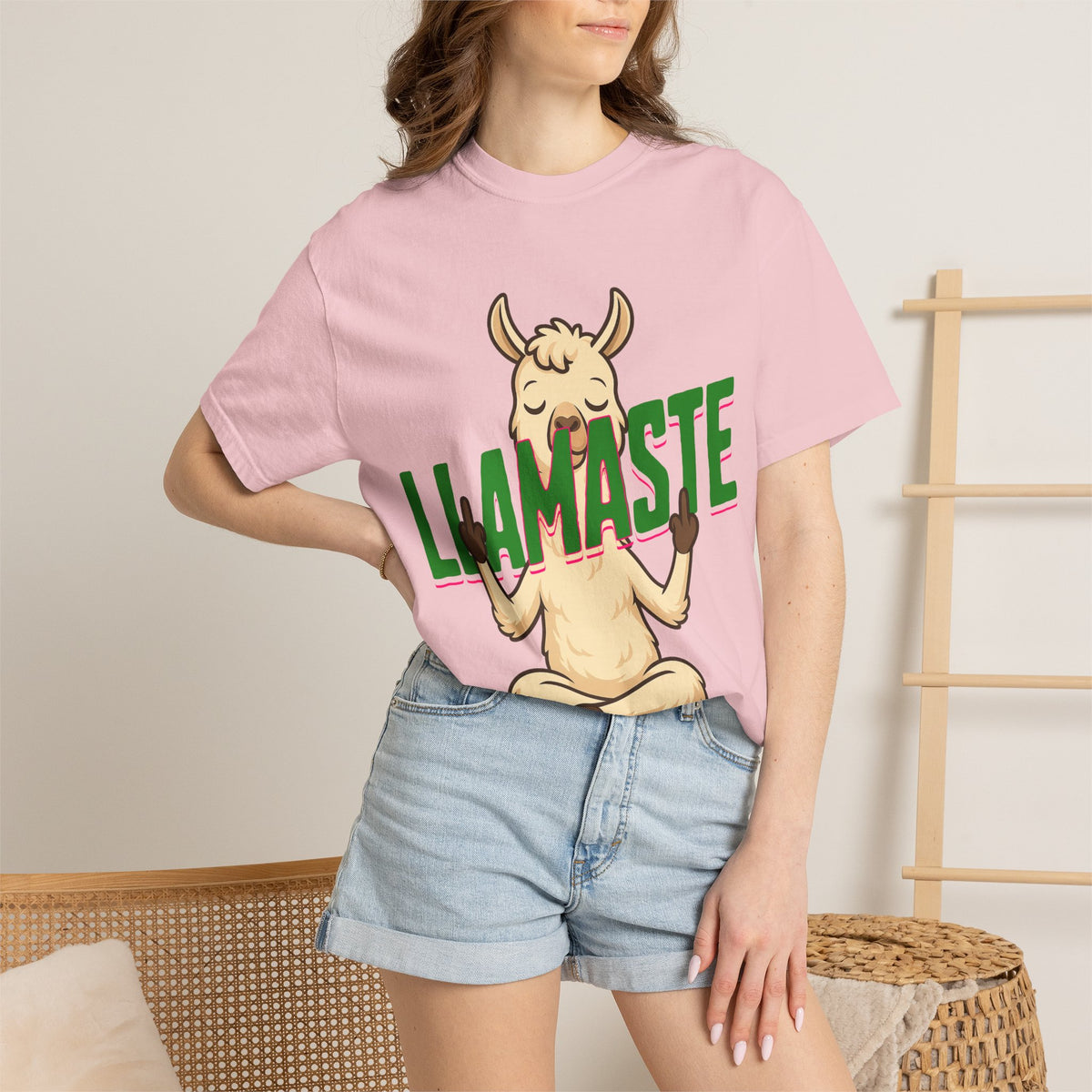 FPD - Llamaste B*itches Yoga Llama Funny Meditation Streetwear Unisex Heavyweight Cotton T-Shirt, Sarcastic Zen Animal Graphic Tee