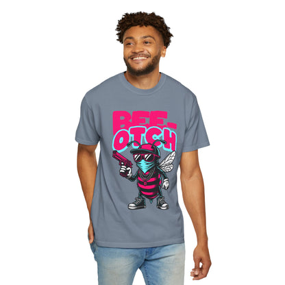 FPD - Bee-Otch Streetwear Graphic Tee – Funny Gangster Bee Unisex Heavyweight Cotton T-Shirt, Trendy Humorous Urban Apparel
