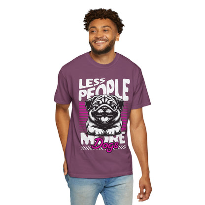 FPD - Less People More Dogs T-Shirt | Cute Pug Introvert Graphic Tee | Funny Pet Lover Gift Shirt