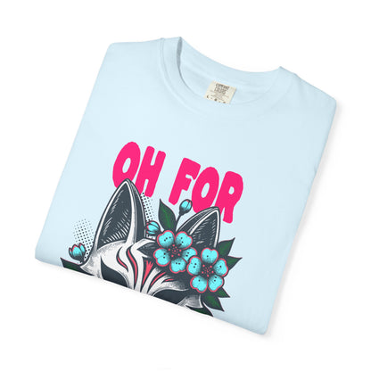 FPD - Oh For Sake Japanese Kitsune Fox Floral Streetwear Unisex Heavyweight Cotton T-Shirt, Sarcastic Anime Mask Graphic Tee