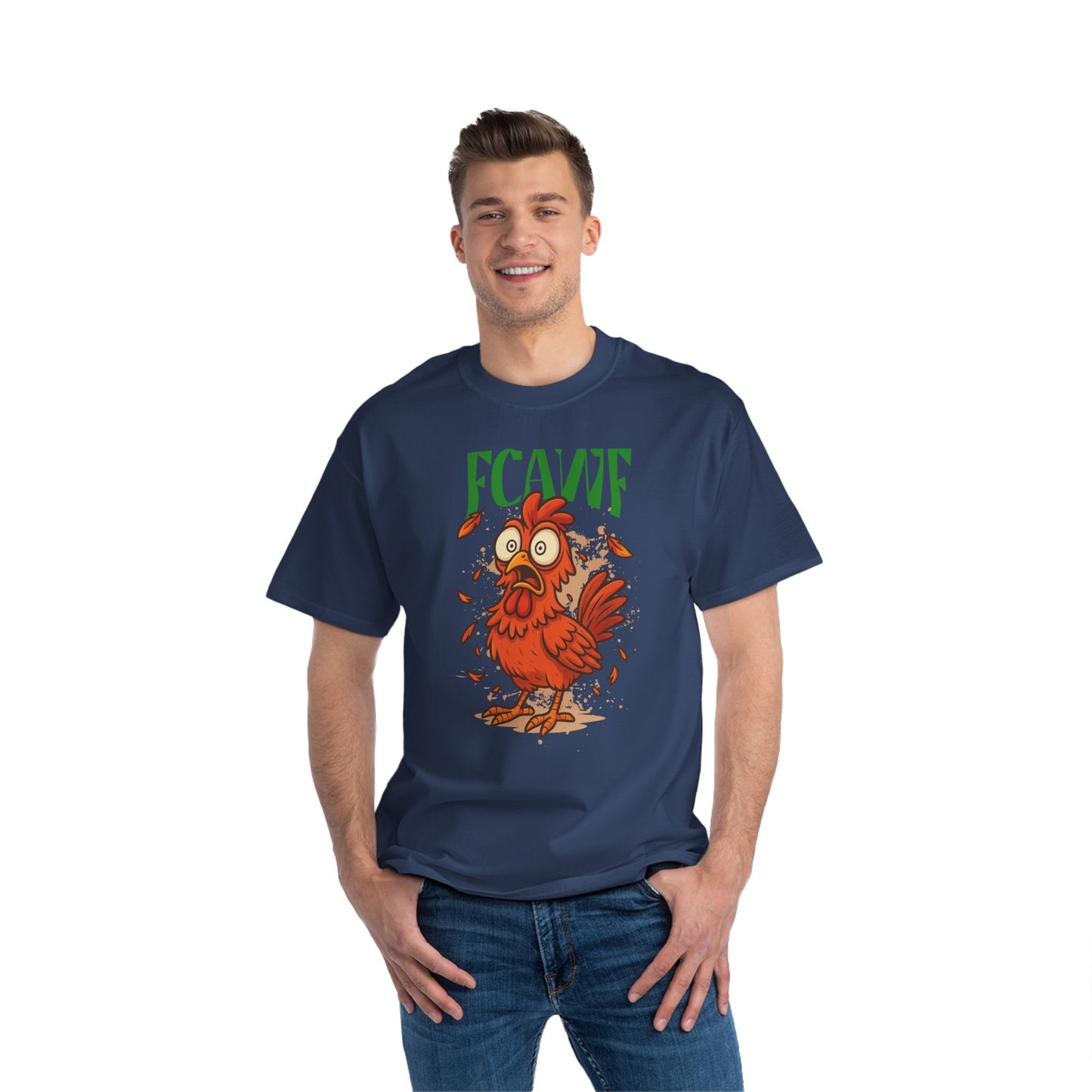 Funny Oversized Chicken T-Shirt – Graphic Tee Print for Men & Women | Shocked Chicken Cartoon Design
