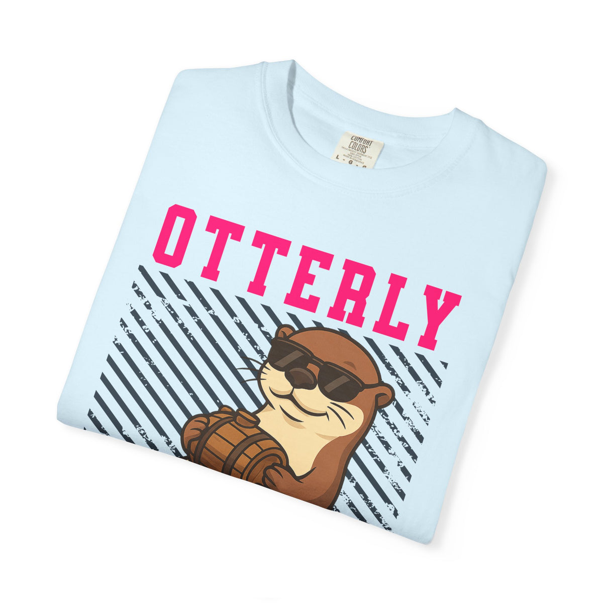 FPD - Otterly Wasted Funny Drinking Otter Sunglasses Barrel Streetwear Unisex Heavyweight Cotton T-Shirt, Sarcastic Party Animal Graphic Tee