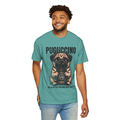 FPD - Puguccino Funny Pug Coffee T-Shirt | Indulge In Pug Passion Cute Dog Cappuccino Graphic Tee | Pet Lover Gift Shirt