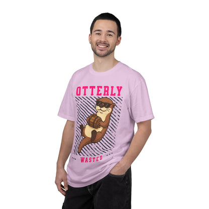 FPD - Otterly Wasted Funny Drinking Otter Sunglasses Barrel Streetwear Unisex Heavyweight Cotton T-Shirt, Sarcastic Party Animal Graphic Tee