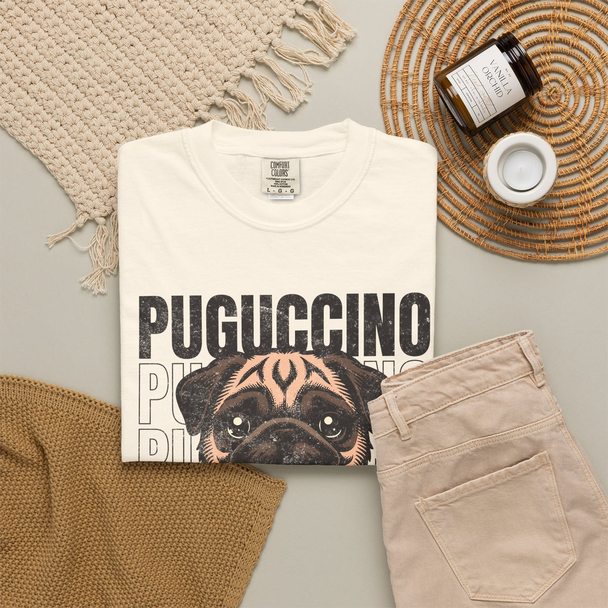FPD - Puguccino Funny Pug Coffee T-Shirt | Indulge In Pug Passion Cute Dog Cappuccino Graphic Tee | Pet Lover Gift Shirt