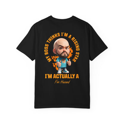 Corporate Damage™ - BPD - Funny Office Humor T-Shirt | My Boss Thinks I'm A Rising Star I'm Actually A Fire Hazard Graphic Tee | Sarcastic Workplace Joke Shirt