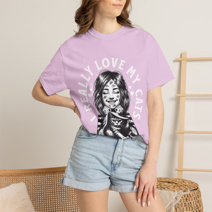 FPD - I Really Love My Cats T-Shirt | Scratched Up Cat Mom Graphic Tee | Funny Pet Lover Gift Shirt