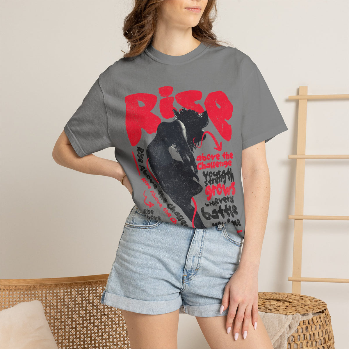 FPD - Rise Above the Challenge Grunge Tee | Mental Health Resilience & Inner Strength Apparel