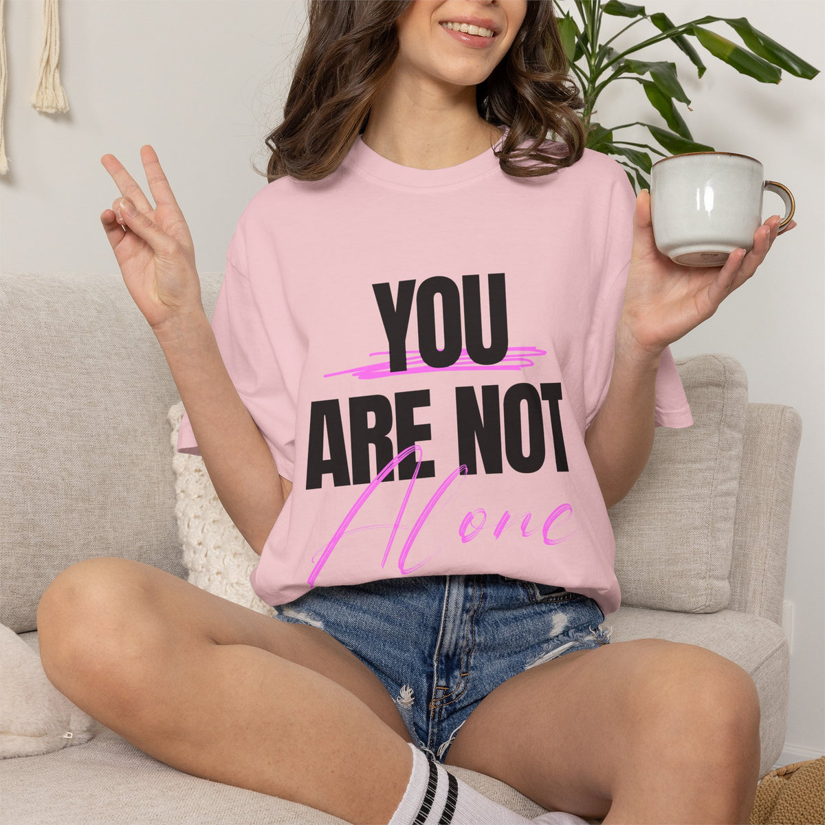 FPD - You Are Not Alone Mental Health Support Shirt | Inspirational Awareness Apparel & Overcomer Tee