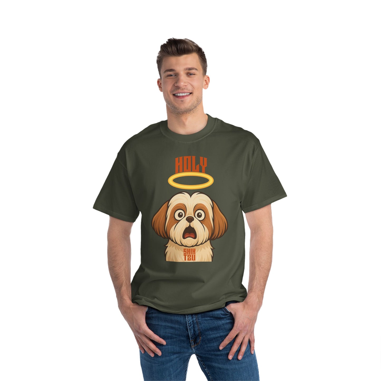 Holy Shih Tzu Oversized T-Shirt – Funny Graphic Print Tee for Men & Women