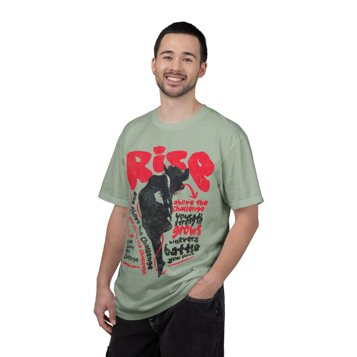 FPD - Rise Above the Challenge Grunge Tee | Mental Health Resilience & Inner Strength Apparel