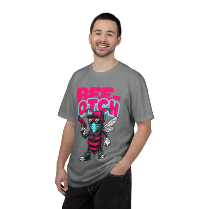 FPD - Bee-Otch Streetwear Graphic Tee – Funny Gangster Bee Unisex Heavyweight Cotton T-Shirt, Trendy Humorous Urban Apparel