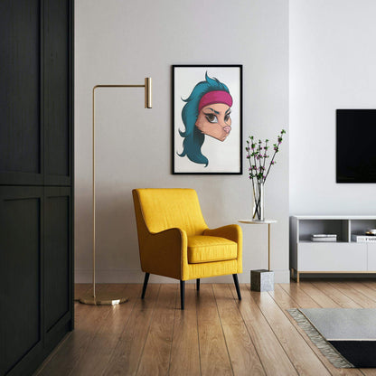 Digital furry art with red headband, wall decor in modern living room, Baked Art - Furries Model 17.
