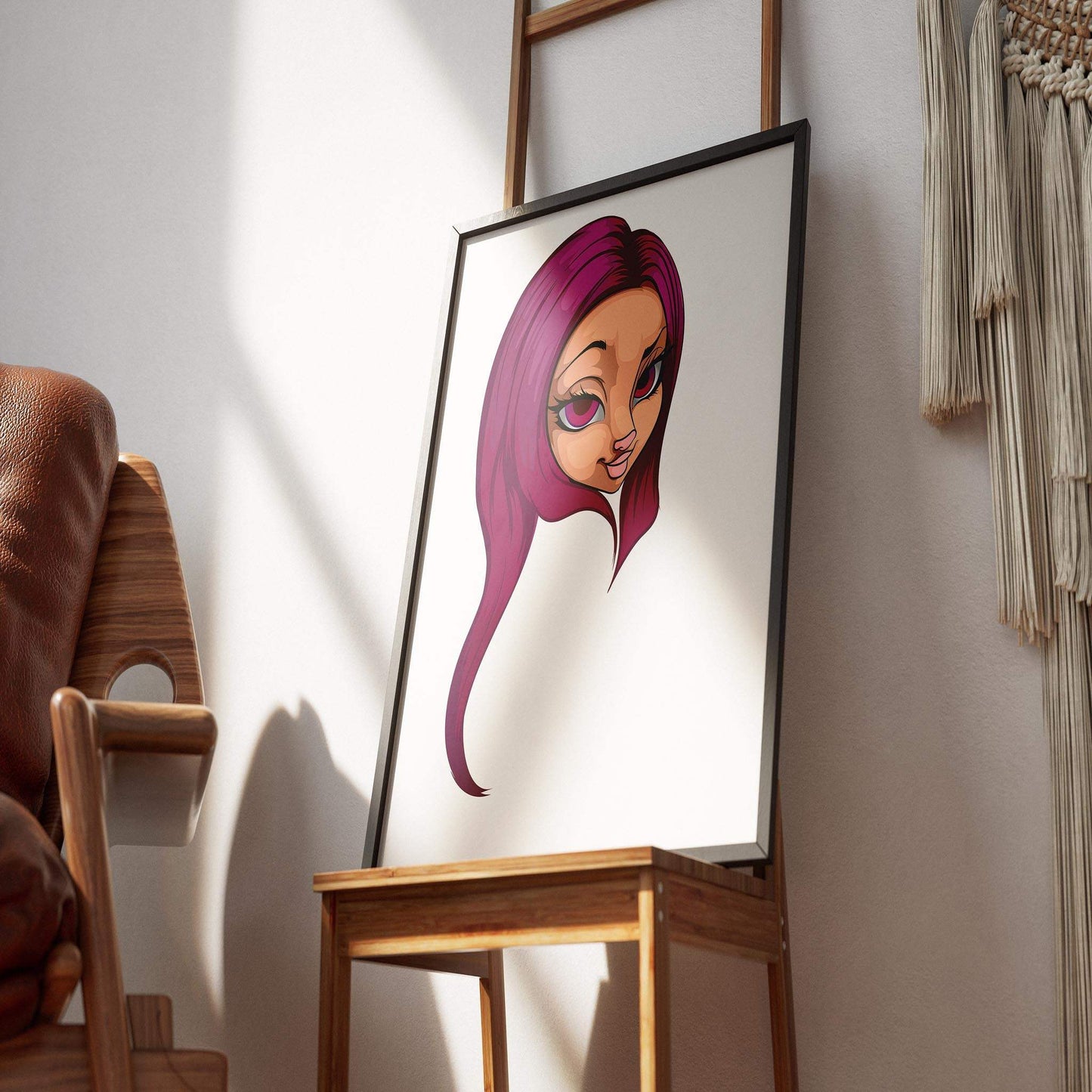 Magenta-haired furry digital artwork in a frame, Furries Model 18.
