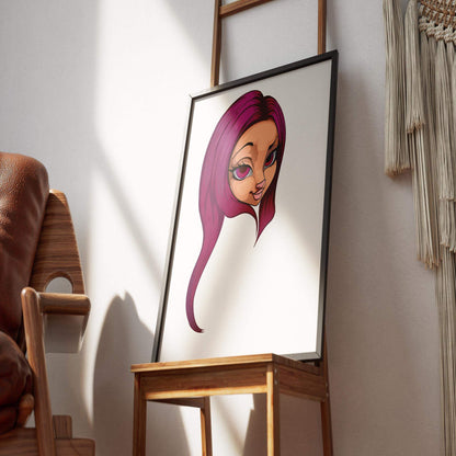 Magenta-haired furry digital artwork in a frame, Furries Model 18.