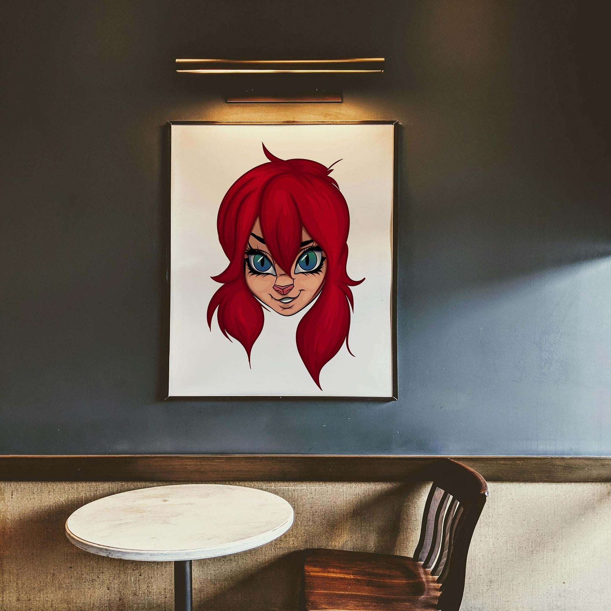 Fiery red-haired furry character digital artwork, Baked Art - Furries Model 8.