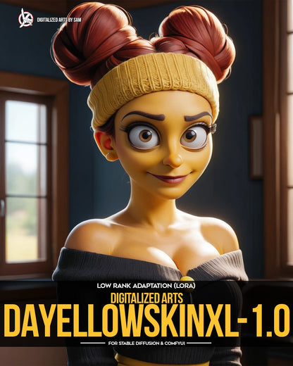 Digitalized Arts Yellow Skin - Professional 3D Matt Groening Style Animation LoRA Pack