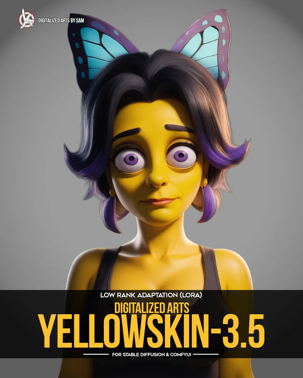 Digitalized Arts Yellow Skin - Professional 3D Matt Groening Style Animation LoRA Pack