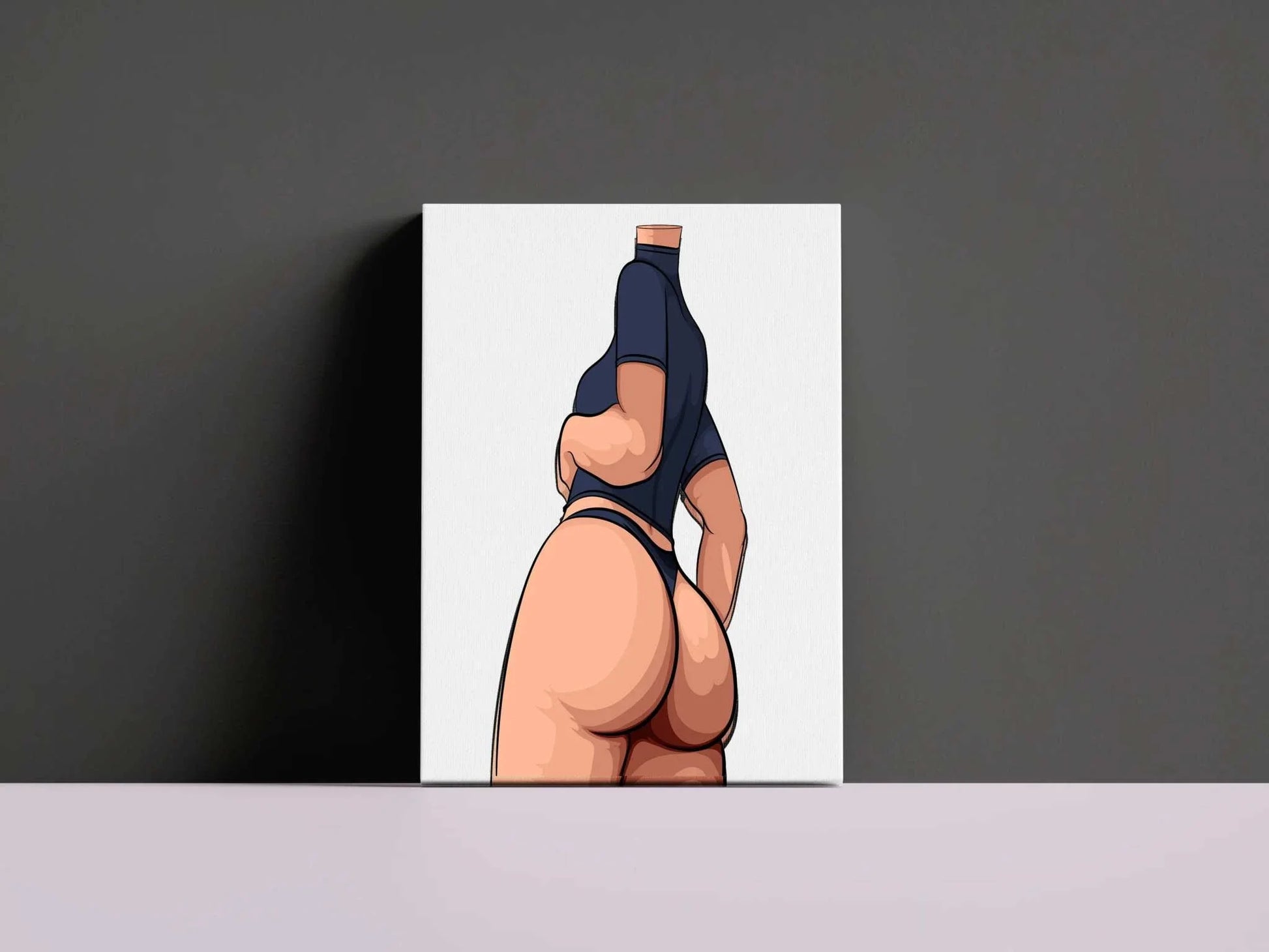 Stylized female figure in fitted top and underwear, emphasizing hips; Baked Art - Model 100.
