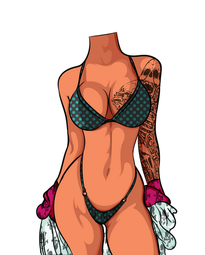 Model 1 Bikini Art digital sketch, minimalist design for artists and designers.