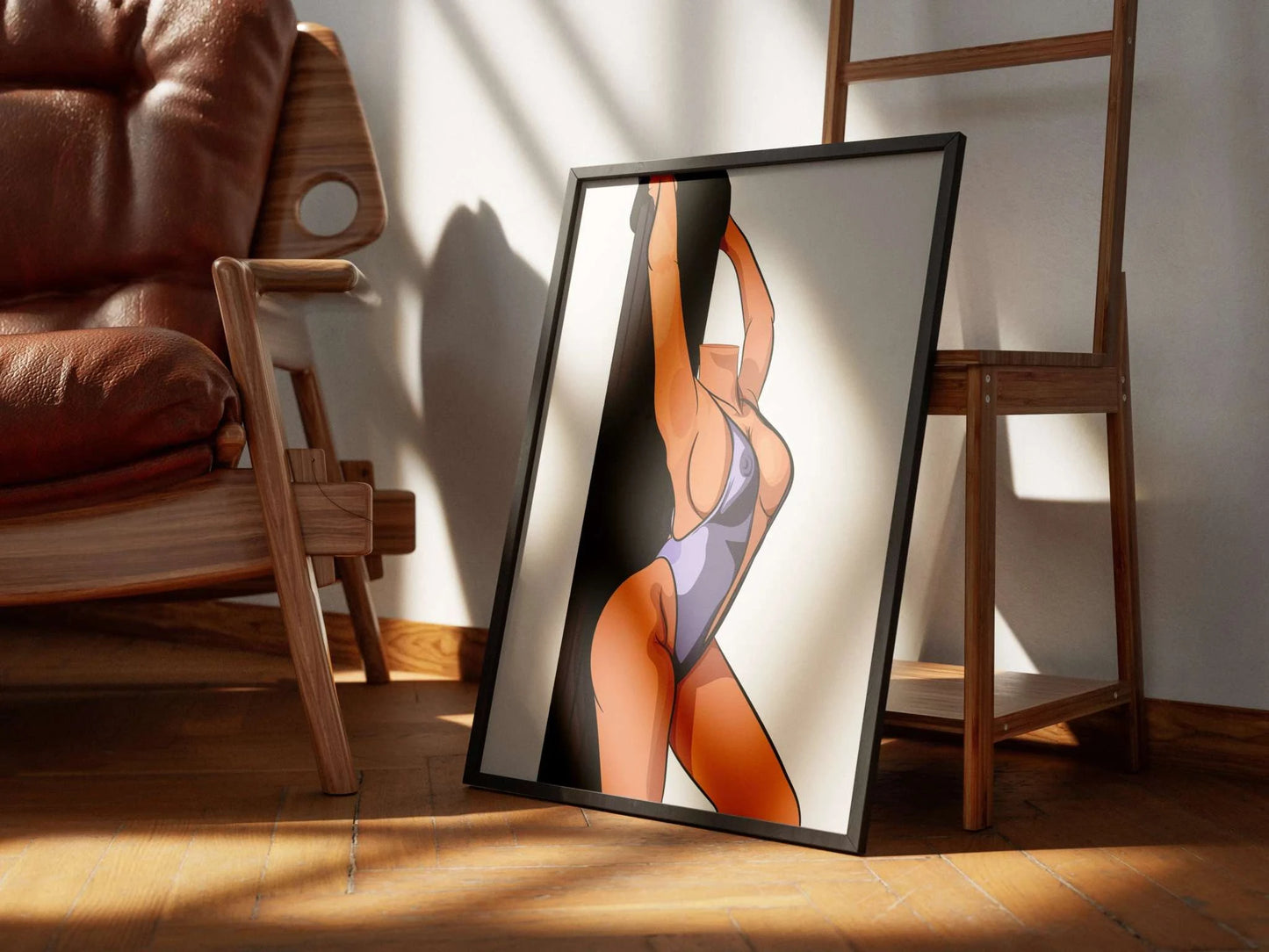 Model 15 Baked Art by Digitalized Arts, high-resolution pole fitness art in a room.