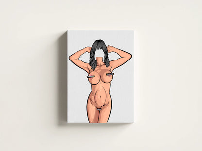 Digital art of a headless female figure in striking pose, ideal for customization; high-resolution PNG format.
