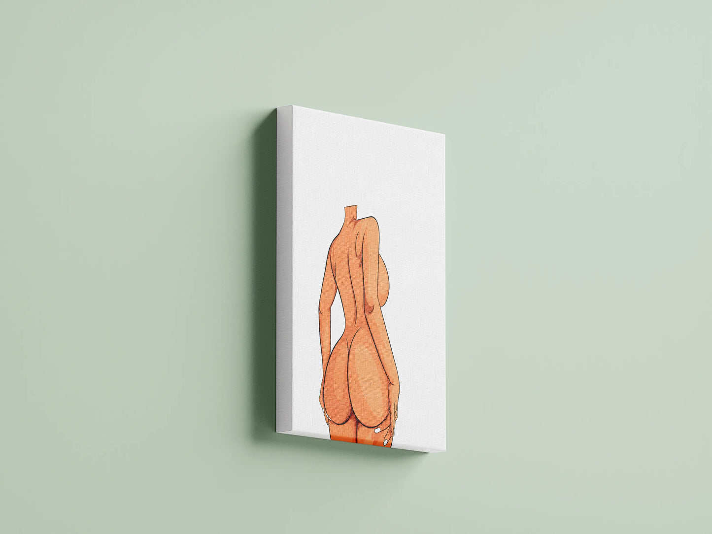 Curvy Elegance digital art figure on canvas with green background, Model 27 illustration.