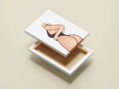 Digital pop art featuring bold curves and a headless figure in black, titled "Model 30 - Baked Art."