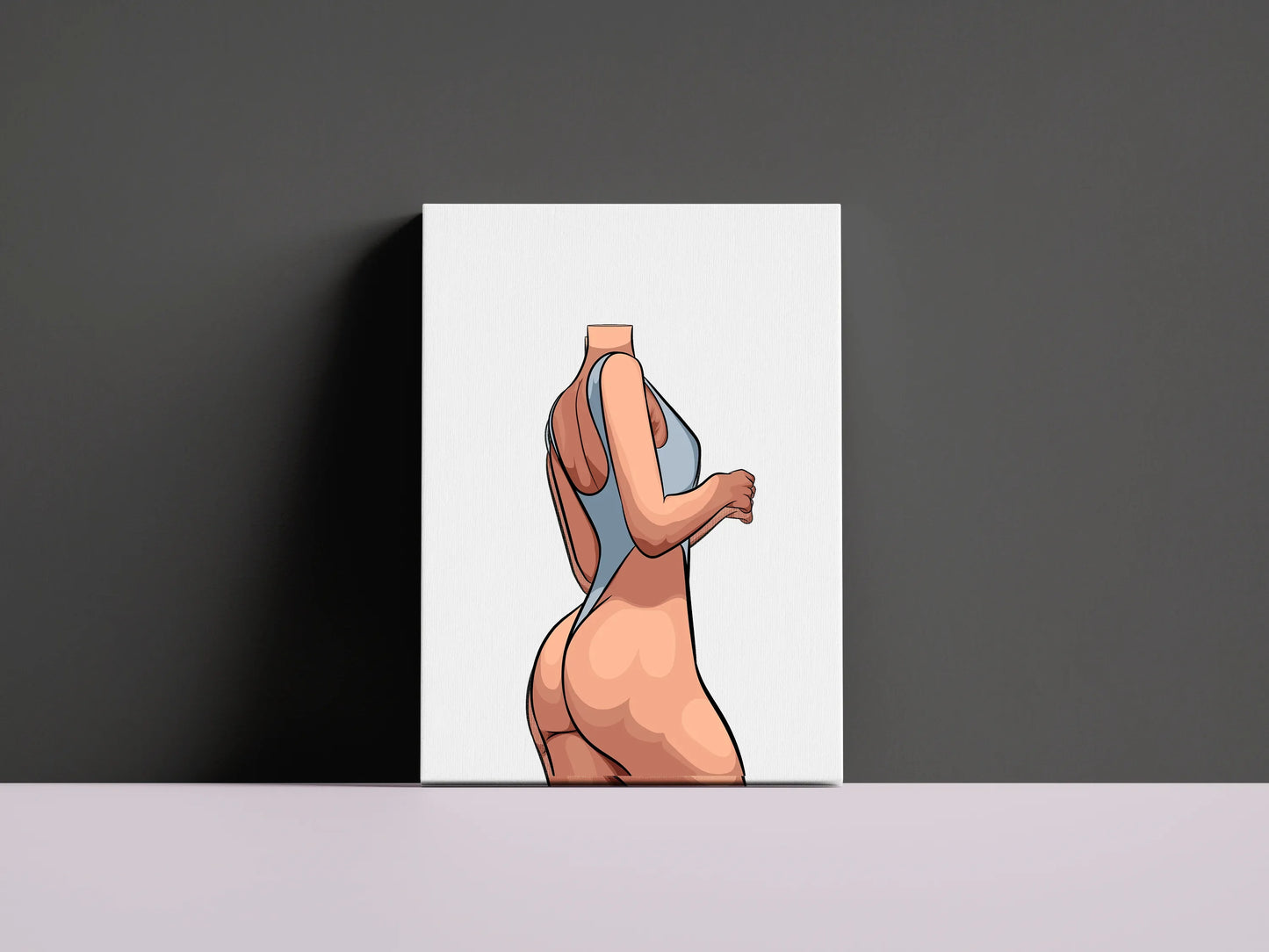 Digital artwork of a curvy figure in a sleek bodysuit, titled "Model 39 - Baked Art."