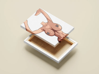 Elegant digital female silhouette art on canvas box, Model 50 customizable for creatives.