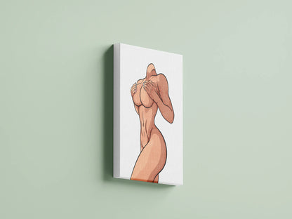 Dynamic Curve artistic female digital figure on canvas, headless design for easy customization, perfect for digital art and prints.