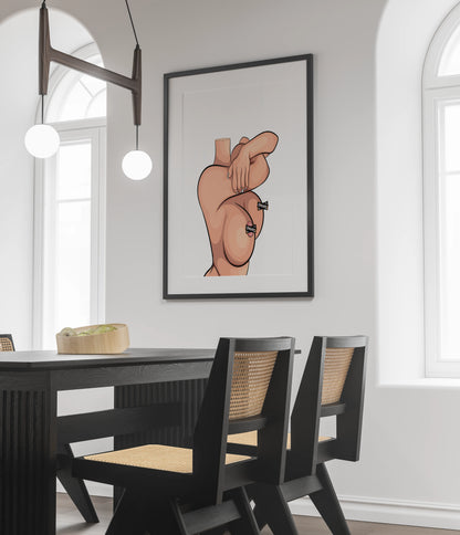 Female digital artwork in elegant pose, Model 60, wall art display.