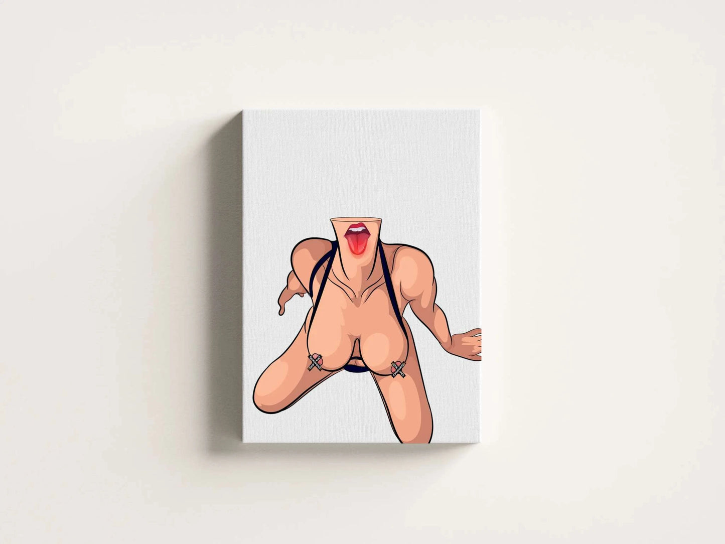 Unique digital art of a bold female figure in lingerie, expressive and editable, perfect for edgy projects.
