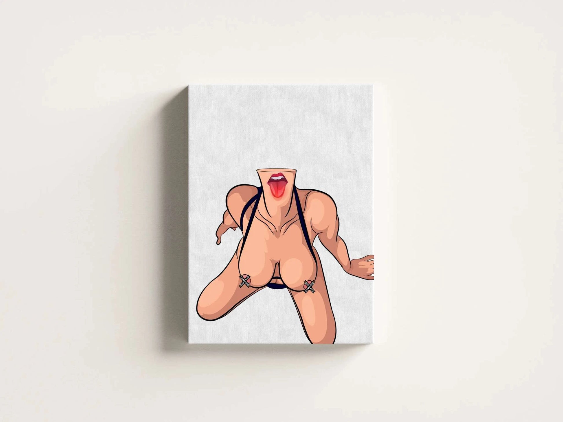 Unique digital art of a bold female figure in lingerie, expressive and editable, perfect for edgy projects.